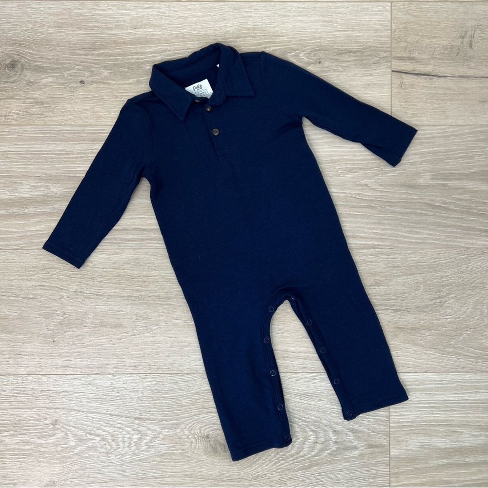 Little Sleepies Navy Blue Polo Romper